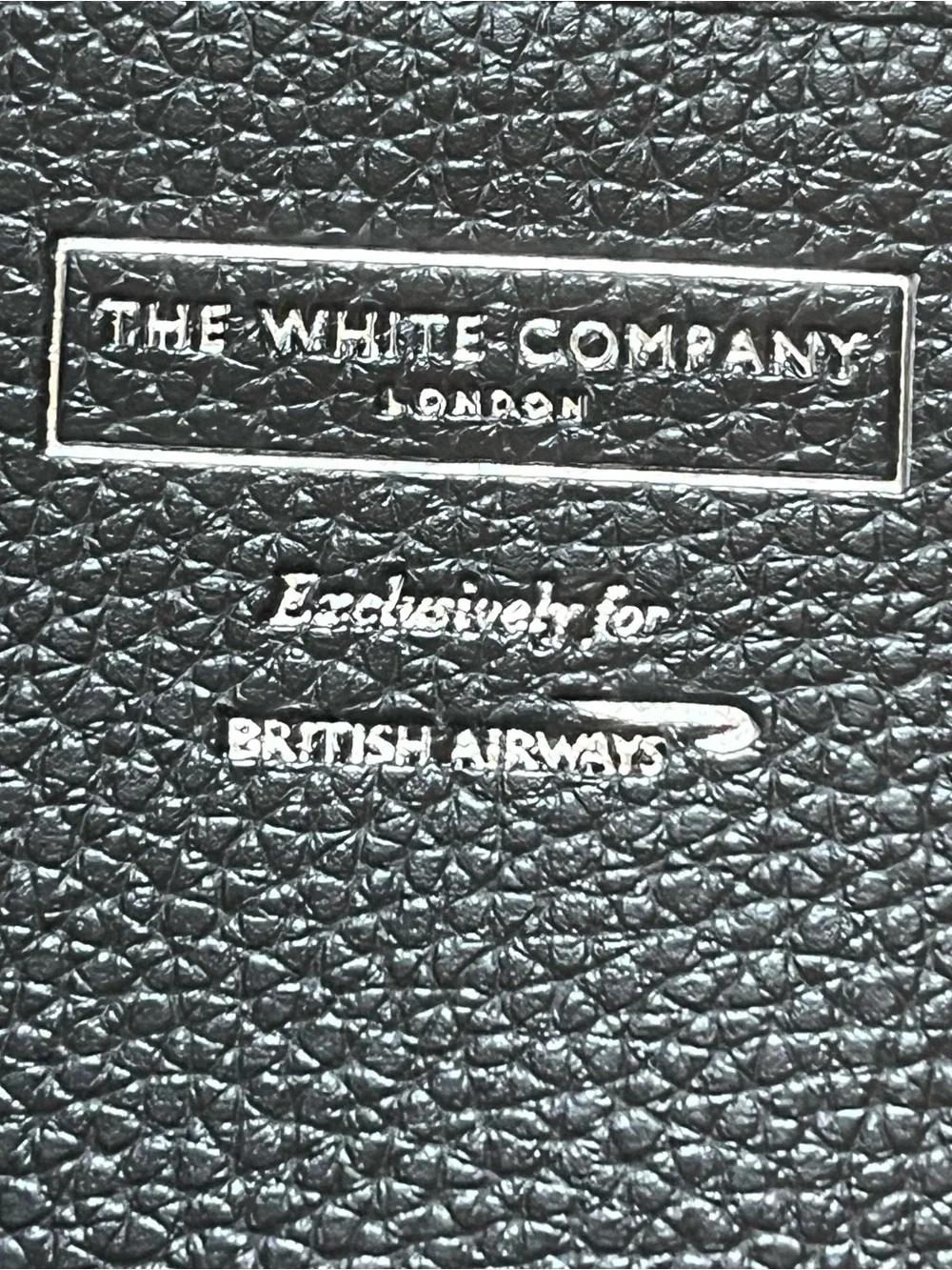 The White Company Black Pebbled Leather Pouch with Silver Logo 02-11R